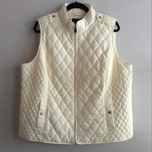 Talbots Diamond Quilted Vest | Petite Plus 2XL | Ivory
